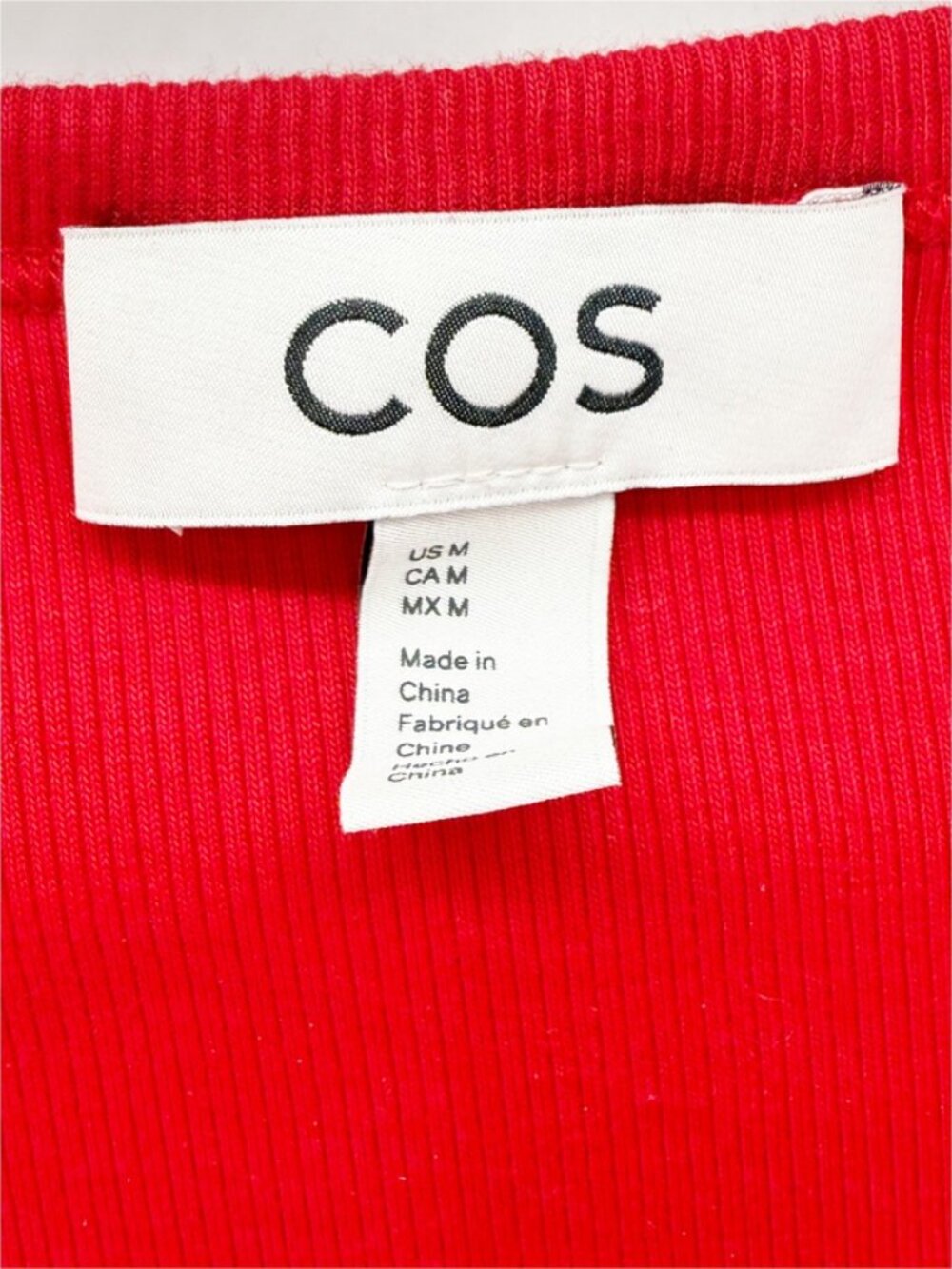 COS Ribbed Henley T-shirt in Red M - Picture 4 of 10